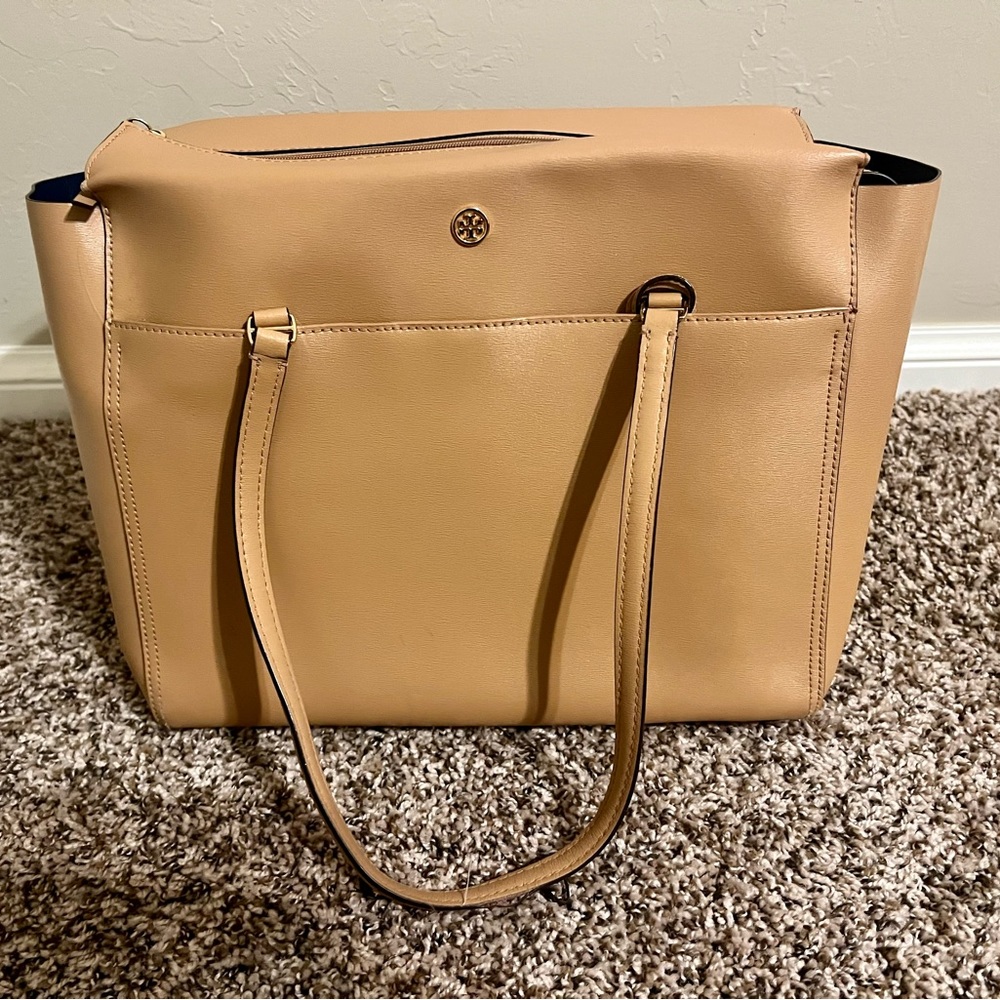 Tory Burch large brown leather tote
